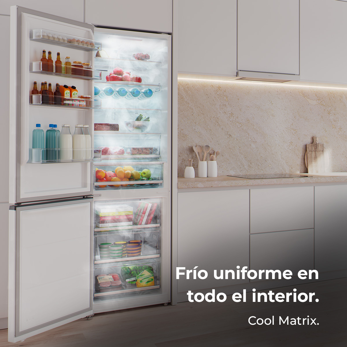 Bolero CoolMarket Combi 456 White Glass C | Envío, instalación y retirada RAEE gratis – foto detalle 2